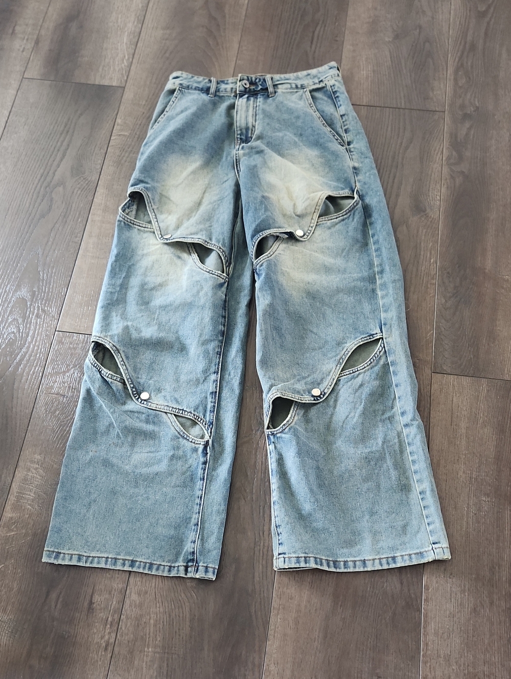 Wide Leg Cut Out Jeans Size Medium